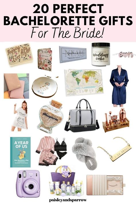 The best gift guide for the bride! Here are gift ideas for the bride for her bachelorette party. She will love these ideas! Bridal Gift Ideas For Bride, Bridal Shower Gift Ideas For The Bride, Wedding Shower Gifts For Bride, Bachelorette Gifts For The Bride, Bachelorette Party Gift Ideas, Bachelorette Gift Ideas, Bridal Gifts For Bride, Best Bridal Shower Gift, Gift Ideas For Adults