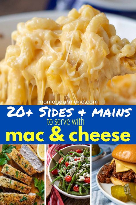 Looking for that perfect compliment to comforting, homemade mac and cheese? Whether you need a main dish, side dish, desserts, toppings, or condiments, we have you covered. If you don’t know what to serve with mac and cheese, find the answer here! Meals That Go With Mac And Cheese, Sides With Mac And Cheese Meals, Sides That Go With Mac And Cheese, Meals To Go With Mac And Cheese, What Goes With Mac And Cheese Sides, Main Dish To Go With Mac And Cheese, Things To Make With Mac And Cheese, Food To Go With Mac And Cheese, Things To Eat With Mac And Cheese