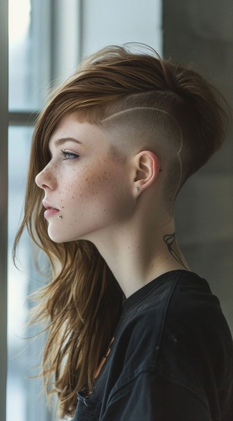 Undercut with Long Hair for Women: 23 Edgy and Elegant Hairstyle Ideas Cyberpunk Hairstyles Women, Undercut With Long Hair, Cyberpunk Hairstyles, Long Hair Undercut, Long Hair For Women, Elegant Hairstyle, Hair For Women, Elegant Hairstyles, Hair Transformation