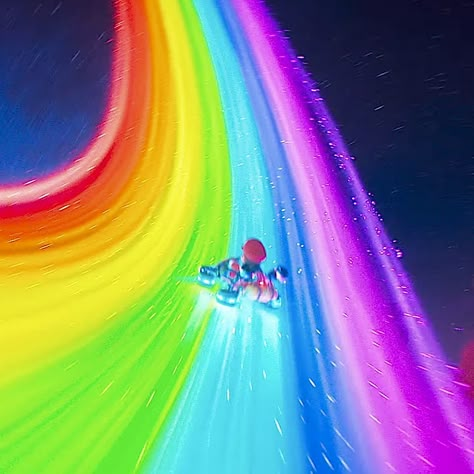 Rainbow Road Mario Kart, The Super Mario Bros Movie, Super Mario Bros Movie, Rainbow Road, Super Mario Galaxy, Mario Games, Nintendo Art, Mario Art, Rainbow Aesthetic