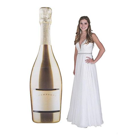 Amazon.com: Giant Champagne Bottle Cardboard Stand Up (6 feet tall) Wedding and New Years Party Decor: Toys & Games Champagne Birthday Party, Champagne Birthday, Reunion Party, Corporate Events Decoration, Harlem Nights, Patterned Cake, Bottle Of Champagne, Bridal Shower Cakes, 50th Bday