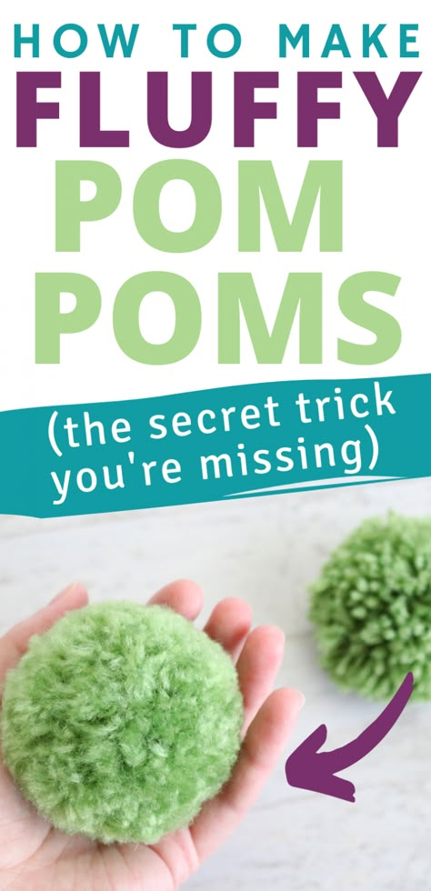 This secret trick to making fluffy pom poms only takes a couple minutes and makes all the difference. Knowing how to make pom poms extra fluffy will give your pom pom crafts that wow factor. See the full pom pom video tutorial! #diypompoms #fluffypompoms #howtomakepompoms #pompomtutorial #pompom #pompoms #videotutorial #diytutorial #diycrafts #pompomcrafts Diy Yarn Pom Pom, Fluffy Pom Poms, Pom Pom Tutorial, Pompon Diy, Pom Pom Animals, Christmas Pom Pom, Diy Pom Poms, Pom Pom Rug, Pom Pom Wreath