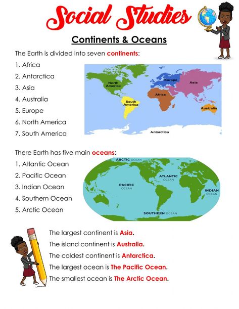 Fourth Grade Geography, 7 Oceans Of The World, 1st Grade Continents And Oceans, Continents Unit Study, Sst Worksheets For Class 4, Continent And Oceans Activities, Oceans And Continents Worksheet, Continent And Ocean Worksheet, Social Studies For 1st Grade