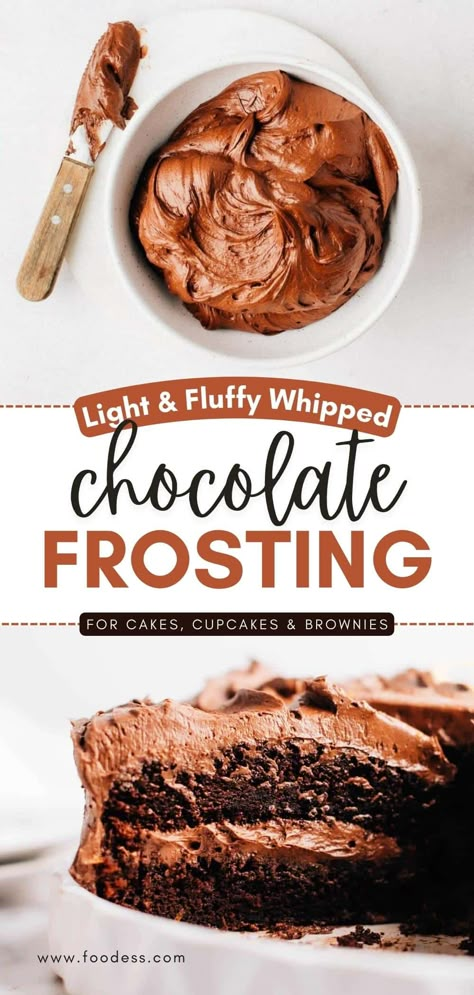 Homemade Whipped Chocolate Frosting, Chocolate Frosting No Milk, Chocolate Frosting Recipe Videos, Chocolate Heavy Cream Frosting, Fluffy Chocolate Frosting Recipe, Chocolate Wiped Cream Frosting, Light Fluffy Chocolate Frosting, Milk Chocolate Frosting Homemade, Simple Chocolate Icing 3 Ingredients