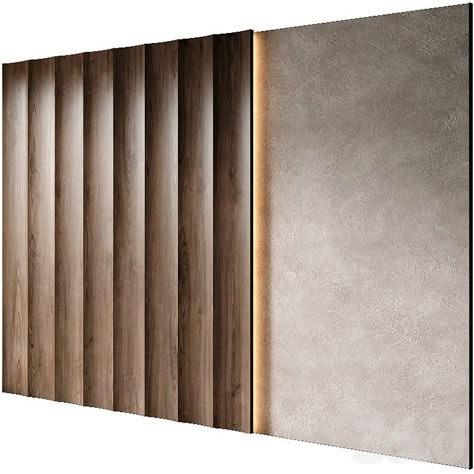 Paneling With Lights, Wall Panel Office Design, Wall Panel Office, Texture Rendering, Wooden Wall Cladding, Wabi Sabi Japandi, Exterior Wall Panels, Accent Wall Design, Living Apartment