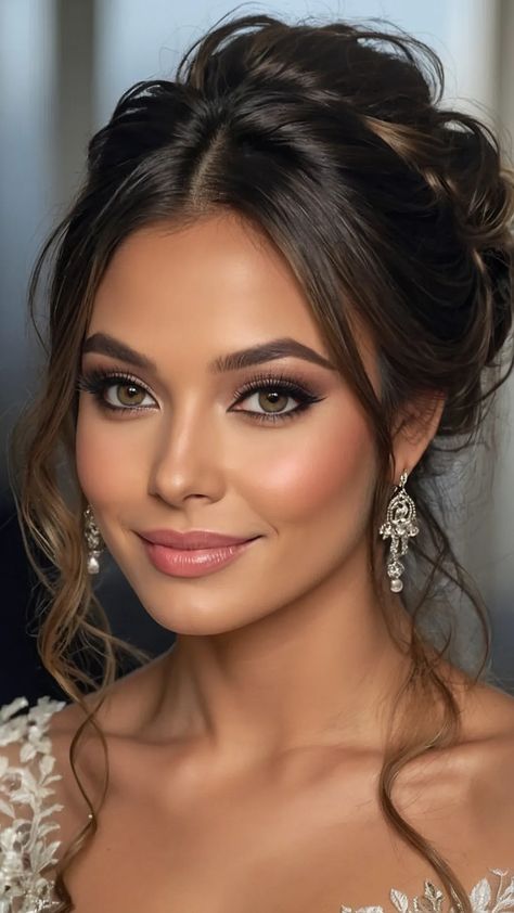 Top Bridal Hair and Makeup Trends to Try in 2024 - pulsepathlife.com Bride Hair And Makeup Wedding Day, Simple Elegant Wedding Makeup, Arab Wedding Makeup, Make Up Sposa, Wedding Makeup For Blue Eyes, Wedding Makeup For Brunettes, Wedding Makeup Bride, Glam Wedding Makeup, Wedding Makeup For Brown Eyes