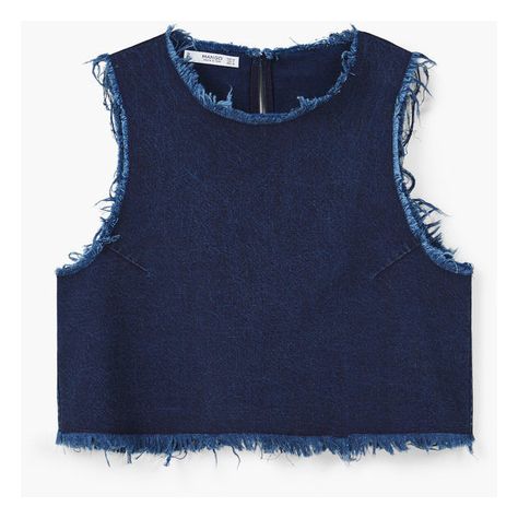 MANGO Soft Denim Top ($25) ❤ liked on Polyvore featuring tops, crop top, dark blue, blue top, denim top, sleeveless denim top and blue sleeveless top Blue Denim Top Outfit, Dark Blue Tank Top, Crop Top Jeans, Blue Denim Top, Jeans Tank Top, Looks Jeans, Denim Tank Top, Top Jean, Denim Tank