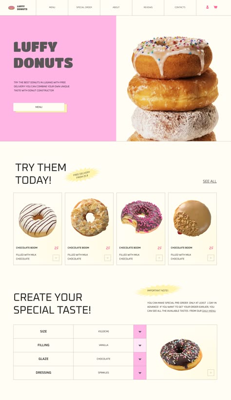 Website Shopping Design, Dessert Website Design, Donut Website Design, Cute Website Design Inspiration, Website Inspo Aesthetic, Pink Website Design Inspiration, Cookie Website Design, Bakery Website Design Inspiration, Cute Web Design