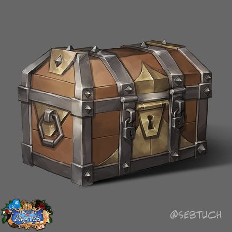 Treasure chest illustration done for British vs. Pirates vol. 2  #treasure #chest #gold #pirates #goldenageofpiracy #illustration #boardgame Treasure Chest Illustration, Tavern Design, Pirates Chest, Pirate Chest, Golden Age Of Piracy, Game Card Design, Pirate Treasure Chest, Sea Of Thieves, Tile Texture