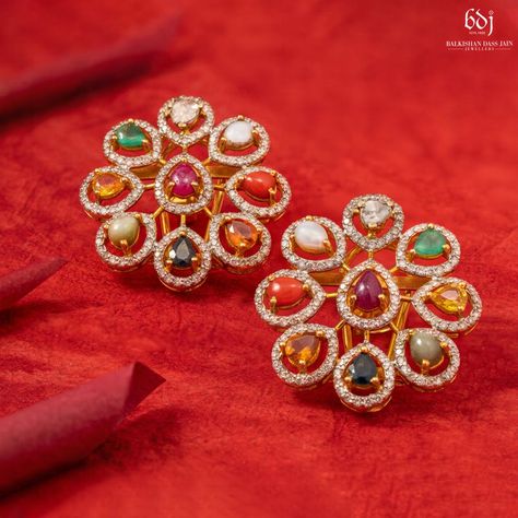 Photo From 2019 - By Balkishan Dass Jain Jewellers Navratan Pendant Set Gold, Navratan Pendant, Navratan Jewellery, Victorian Studs, Navratna Necklace, Pendant Set Gold, Beaded Wedding Jewelry, Indian Wedding Jewelry Sets, Ear Cuff Jewelry