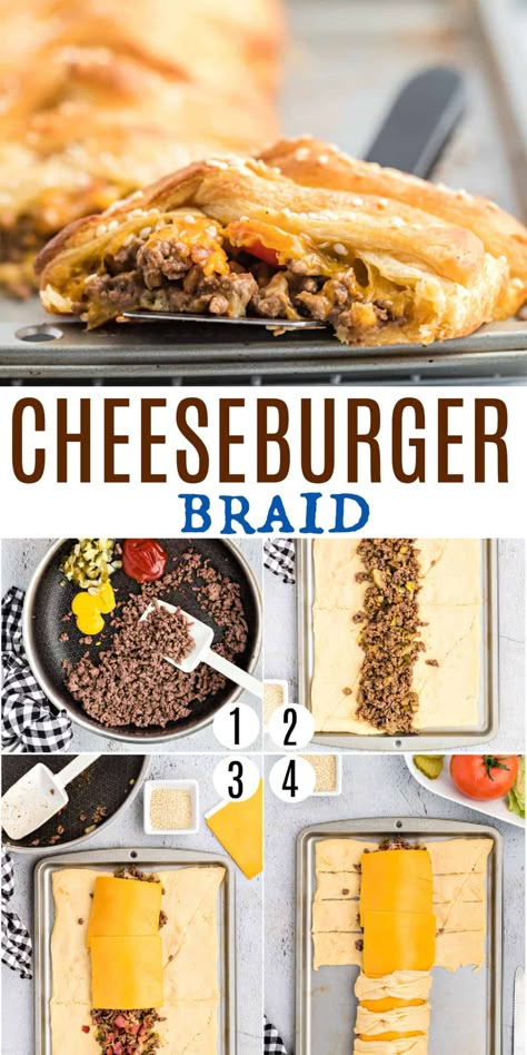 Meat Filled Crescent Rolls, Tailgate Food With Ground Beef, Dinner Ideas Using Ground Beef Easy Meals, Cheese Burger Ring Crescent Rolls, Hamburger Meat Recipes Crossant, Hamburger Pie Crescent Rolls, Cheeseburger Pie Crescent Rolls, Lunch Idea With Ground Beef, Bacon Cheeseburger Crescent Rolls