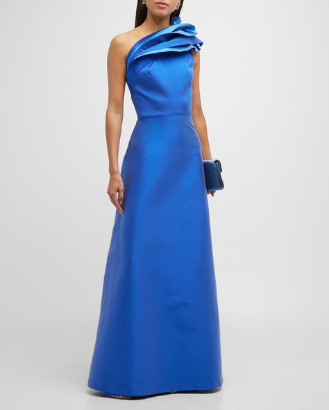 Gazar Gown Bridesmaid, Chic Blue Evening Dress With Ruffles, Blue Ruffled Evening Dress For Gala, Royal Blue Ruffled Evening Dress, Elegant Blue Evening Dress With Ruffles, Blue Ruffled Maxi Dress For Gala, Blue Ruffled Evening Dress For Formal Occasions, Blue Ruffled Evening Dress For Formal Events, Blue Evening Dress With Ruffles