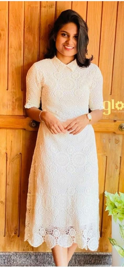 Frock Blouse Design, Hakoba Anarkali Designs, Christmas Churidar Designs, Cotton Hakoba Dresses, Save The Date Dress Ideas Kerala Modern, Net Neck Design, White Net Kurti Designs, Modern Neck Designs For Kurtis, Modern Frocks For Women