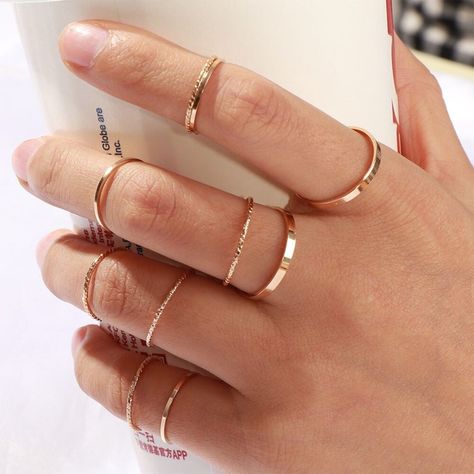 Mid Rings, Mothers Day Rings, Rings Sets, Slim Ring, Ring Sets Boho, Stackable Ring Sets, Junk Jewelry, Dainty Gold Rings, Gold Rings Stackable