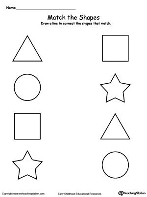 Match the Shapes: Teach your child basic shapes and how to group a matching shape with this printable activity worksheet. Match The Shapes, Shape Worksheets For Preschool, Shapes Worksheet Kindergarten, Shapes Kindergarten, Worksheet Kindergarten, Shape Activities, Matching Worksheets, Activity Worksheet, Toddler Worksheets