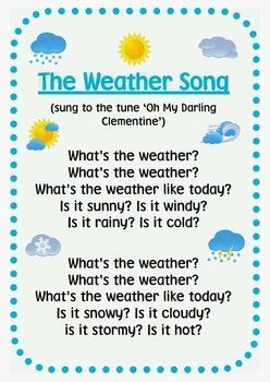 A song for the mornings to talk about the weather and what we will do today Morning Circle, Weather Song, Transition Songs, Preschool Weather, Circle Time Songs, Song Posters, Kindergarten Songs, Classroom Songs, Songs For Toddlers