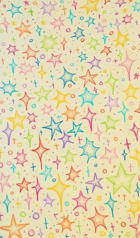 Star Wallpaper Colorful, Colorful Doodle Wallpaper, Aesthetic Background Colorful, Doodle Background Ideas, Summer Core Wallpaper, Background Filler Drawing, Colorful Stars Aesthetic, Colorful Star Background, Star Drawing Wallpaper