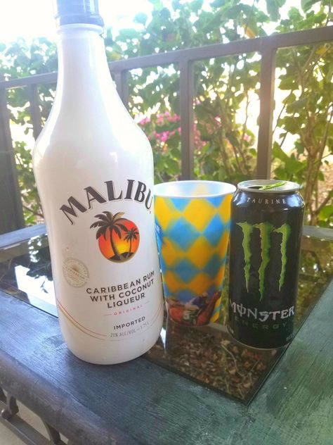 California Sweet Tea 2oz Malibu Coconut Rum 8oz Monster Energy Malibu Coconut, Monster Energy Drink, Drinks Alcohol, Coconut Rum, Alcohol Drink Recipes, Drinks Alcohol Recipes, Tito's Vodka Bottle, Alcohol Recipes, Monster Energy