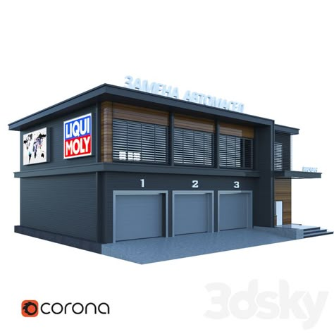 Service Stations - Building - 3D Models Commercial Building Plans, Building Design Plan, Metal Building Designs, Commercial Design Exterior, Warehouse Design, Mall Design, Casa Container, Container Design, Building Plan