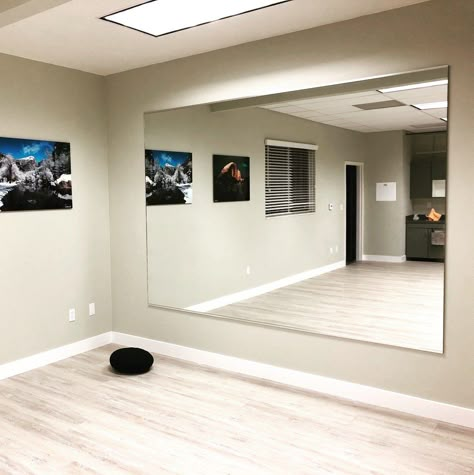 Mirror layouts At Home Gym Mirror, Small Dance Studio Design, Small Dance Studio, Basement Dance Studio, Dance Room Ideas, Studio Mirrors, Dance Studio Ideas, Home Gym Mirrors, Dance Studio Design