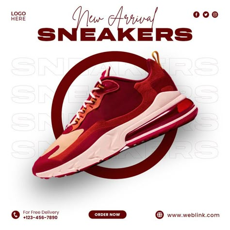 Shoes Template Design, Creative Shoes Advertising Design, Shoes Flyer Design Ideas, Shoes Promotion Design, Sneakers Flyer Design, Shoe Poster Ideas, Shoes Graphic Design Poster, Instagram Shoes Posts, Shoe Marketing Ideas