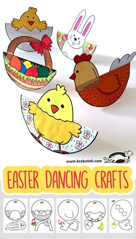 Easter Dancing Crafts Dancing Crafts, Kindergarten Easter Crafts, Craft Ideas For Beginners, Craft For Beginners, Puppy Crafts, Easter Kindergarten, Easter Worksheets, Easter Paper Crafts, Easter Arts And Crafts