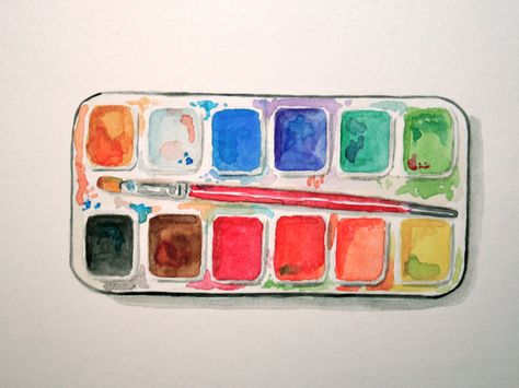 Watercolor Palette Drawing, Drawing Of Paint Palette, Watercolor Painting Supplies, Paint Palette Illustration, Watercolor Paint Palette, Art Palette Drawing, Paint Pallet Drawing, Paint Palette Drawing, Palette Drawing