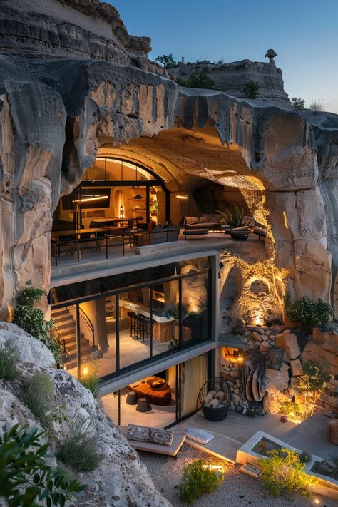 73 Exotic Homes of Modern Architecture Rock House Design, Artist House Architecture, Amazing Architecture Homes, Cave House Underground Homes, One Story Mansion, Modern Cave House, Futuristic Architecture Home, Cave Architecture, Alternative Architecture