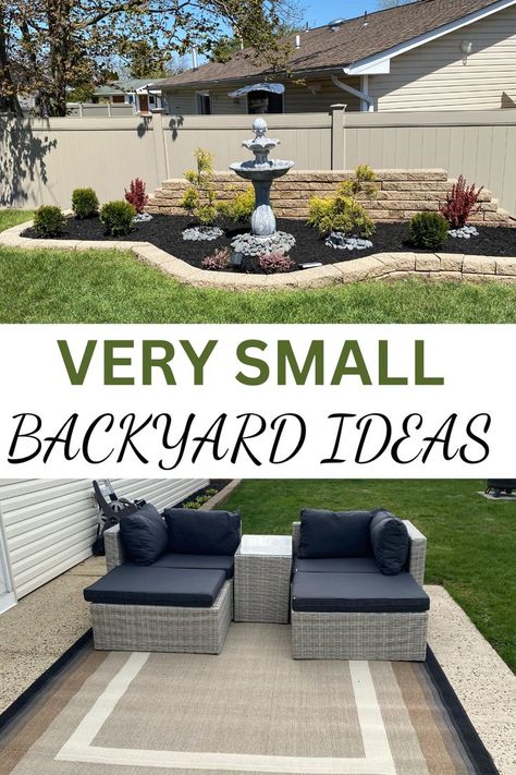 Very Small Backyard Ideas, Backyard Sitting Areas, Small Patio Design, Small Outdoor Patios, Small Yard Landscaping, Backyard Layout, Patio Layout, Modern Backyard Landscaping, Small Backyard Ideas