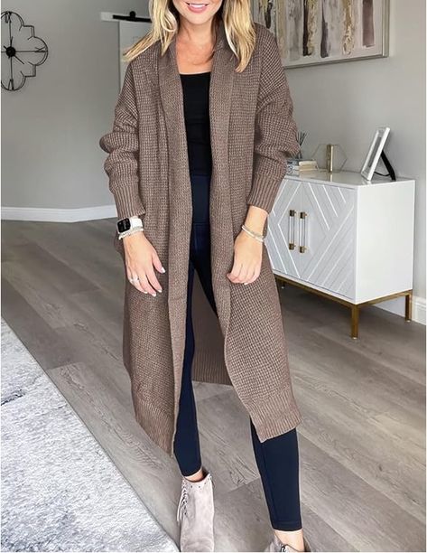 Style Oversized Sweater, Oversized Sweater Coat, Sweater Cardigan Outfit, Long Cardigan Outfit, Cardigan Fall Outfit, Knee Length Sweater, Classy Sweater, Long Sweater Coat, Long Cardigan Sweater