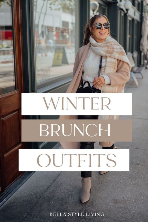 winter brunch outfit Brunch Winter Outfit Sunday, Winter Breakfast Date Outfit, Breakfast Winter Outfit, Afternoon Drinks Outfit Winter, Brunch Looks Winter, Fancy Brunch Outfit Winter, What To Wear To A Lunch Date, Casual Wine Tasting Outfit Winter, Brunch Cold Weather Outfit