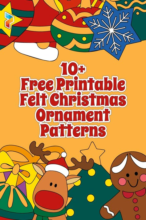 Felt Christmas Ornament Patterns Felt Christmas Ornament Patterns Free, Free Felt Ornaments Patterns, Easy Felt Ornaments For Kids, Robin Template Printable, Free Patterns For Felt Ornaments, Wool Applique Christmas Ornaments Free Pattern, Winter Felt Ornaments, Felt Stockings Christmas Diy Free Pattern, Felt Craft Ideas To Sell