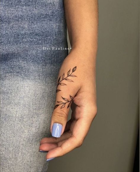 Leaves Tattoo On Hand, Unique Cute Tattoos For Women, Wrist Hand Tattoos For Women, Inner Elbow Tattoos For Women, Thumb Tattoo, Finger Tattoo Ideas, Thumb Tattoos, Small Finger Tattoos, Finger Tattoo For Women