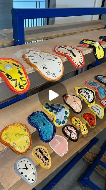 Kit Lang on Instagram: "Year 5 Clay Clocks 🕰️   Handing back work this week and taking a moment to look back at the planning prior to the clock making. I got the idea to make the planning form from @rhymeswithorange_primaryart 🙌🏼  After students drew their designs, they put it in a plastic sleeve to have available to look at while they were working with clay. Such good learning in this unit from start to finish.  . . . . . #clayclocks #clay #surrealism #surrealist #surrealart #surreal #salvidoredali #dali #persistenceofmemory #softwatches #meltingclocks #ceramics #clocks #clayclocks #primaryart #primaryartteacher #artteacher #artteachersofinstagram #artteachers #arted #arteducator #arteducation" 3d Art Projects For Elementary Students, Clay Surrealism, Clay Art Projects For Elementary Students, Salvador Dali Art Projects For Kids, Clay Melting Clock, Salvador Dali Art Projects, Air Dry Clay Wall Clock, Dali Clock Clay, Salvador Dali Clock