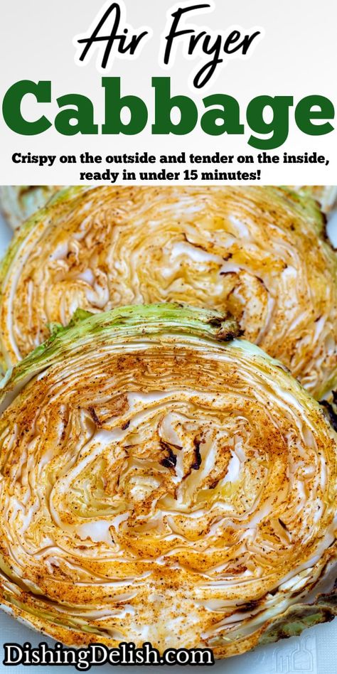 Air Fryer Cabbage, Fryer Cabbage, Cabbage Steaks Recipe, Roasted Cabbage Steaks, Baked Cabbage, Cabbage Steaks, Roasted Cabbage, Air Fryer Oven Recipes, Light Meals