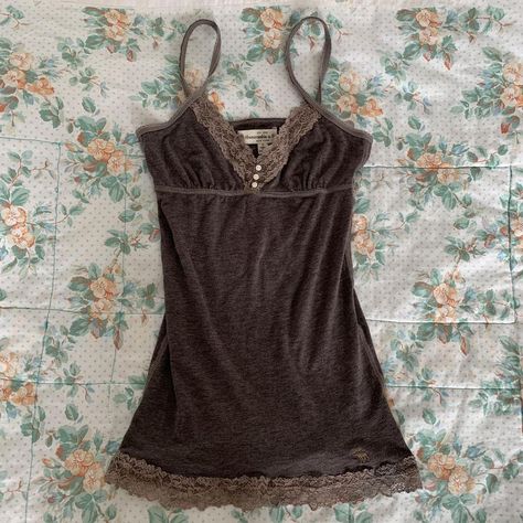 2000s Abercrombie And Fitch, Y2k Babydoll Top, Abercrombie Babydoll Top, 2000s Babydoll Top, Y2k Brown Aesthetic, Abercrombie And Fitch 2000s, Thrifting Manifestation, Babydoll Top Outfit, Thrift Wishlist