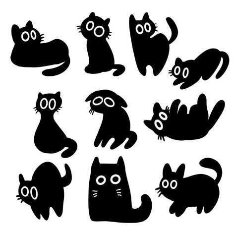 Black cat cartoon drawing Bundle set Cat Peeking Around Corner Drawing, Black Cat Illustration Drawing, Cat Napping Drawing, Silly Black Cat Drawing, Simple Cat Silhouette, Fluffy Black Cat Drawing, Black Dog Cartoon Illustration, Black Cat Graphic, Bad Cat Drawing