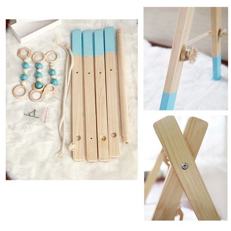 Nordic Baby Room, Baby Zimmer Ikea, Diy Baby Gym, Wood Baby Gym, Wooden Clothes Rack, Baby Crib Diy, Baby Activity Gym, Wooden Baby Gym, Baby Gym Toys