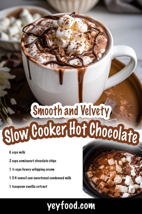 Yeyfood.com: Recipes, cooking tips, and kitchen hacks for home cooks of all levels Crock Pot Recipes Hot Chocolate, Hot Cocoa In Crock Pot, Nutella Hot Chocolate Crock Pot, Large Batch Of Hot Chocolate, Pampered Chef Hot Chocolate, Overnight Crockpot Hot Chocolate, Overnight Hot Chocolate Crock Pot, Hit Chocolate In Crockpot, Hot Chocolate Variations