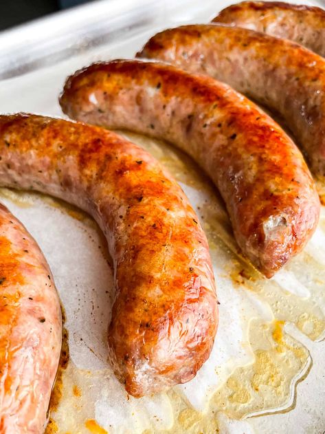 Oven Cooked Sausage, Oven Roasted Sausage, Baked Chicken Sausage, Cooking Sausage Links In Oven, Oven Sausage Links, Sausage Oven Recipes, Sausage Oven Bake, Baking Sausage Links In Oven, Cooking Italian Sausage On Stove