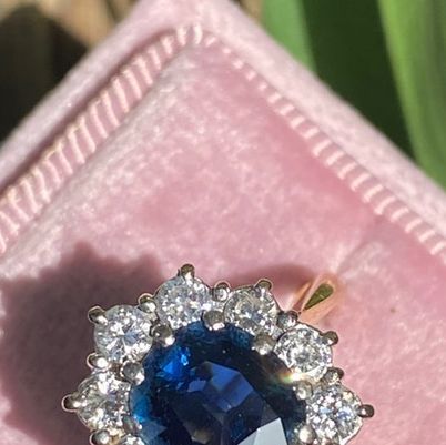 Katherine James on Instagram: "This wonderful vintage Sapphire and Diamond ring has just arrived over on the website, and it’s sapphire ring goals. These fly out, and this is a particularly lovely example, the Sapphire is a great deep blue, not too dark, and it’s a good size and shape, and the surrounding diamonds are beautiful quality. It would make a really lovely engagement ring, or a great right hander, it’s big without being too big to wear everyday, it really is ring goals 💙💙🥰🥰 #sapphi Ring Goals, Princess Ring, Vintage Sapphire, Sapphire And Diamond Ring, Deep Blue, Sapphire Ring, Diamond Ring, Engagement Ring, Sapphire