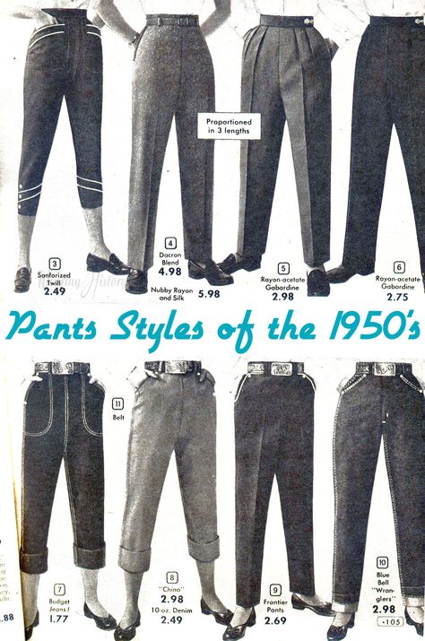 One of the most desired, and often most misunderstood, articles in the vintage wardrobe are the trousers. Today I’m going to delve a little bit into the basics of the transition of trousers f… 40s Mode, 1950 Fashion, Vintage Fashion 1950s, Capri Trousers, Women Trousers, Fashion 1950s, Vintage Trousers, 1950s Style, Stil Elegant