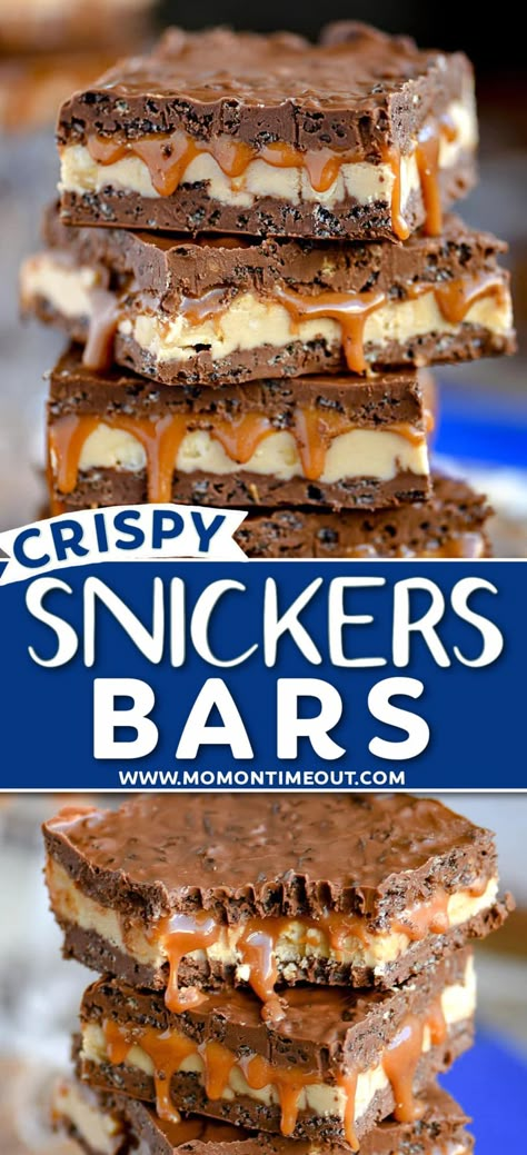 Candy Snacks For Party, Desserts Made With Candy Bars, No Bake Snickers Bars, No Bake Squares Recipes, Snicker Bars Recipe, No Bake Bars Recipes, No Bake Squares, Chocolate Bars Recipe, Dessert Bars Recipes