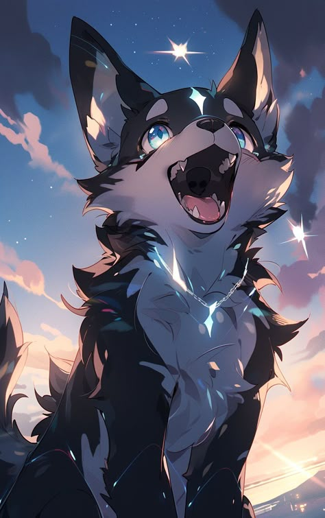 Cute Drawings Of Dogs, Cute Wolf Wallpaper, Anime Wolf Art, Cute Wolf Art, Cute Kawaii Wallpapers, Kawaii Wolf, 2 Wolves, Drawing Wolf, Wolf Anime