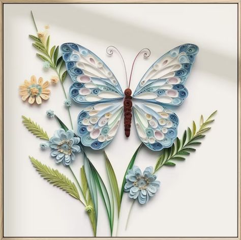 Butterfly Paper Quilling, Quilling Images, Quilling Butterfly, Diy Quilling Crafts, Quilling Flower Designs, Recycled Paper Crafts, Paper Quilling Cards, Quilling Work, Desain Quilling