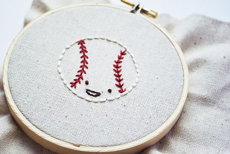 baseball! Year Of Embroidery, Baseball Activities, Happy Embroidery, Volleyball Apparel, Patchwork Tee, Pdf Embroidery Pattern, Hand Embroidery Ideas, Foam Finger, Jersey Pattern