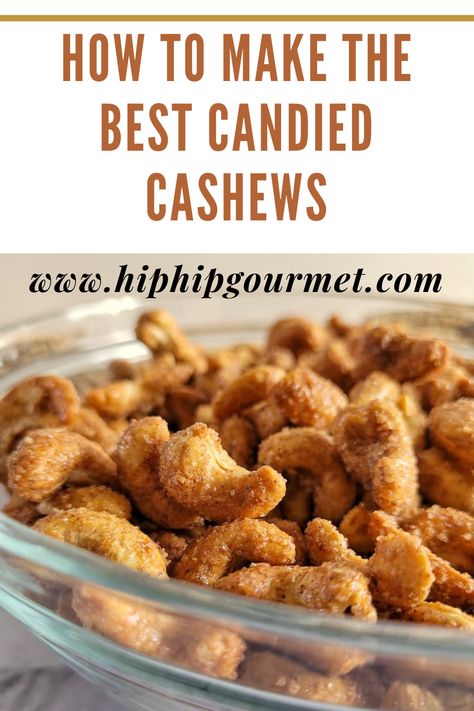 side view of a bowl of candied cashews Air Fryer Candied Cashews, Cashew Candy Holidays, Cinnamon Sugar Cashews, Brown Butter Cashews, Candy Cashews Recipes, Salted Caramel Cashews, Sweet Brown Butter Cashews, Seasoned Cashew Recipe, Roasted Cashews Recipes