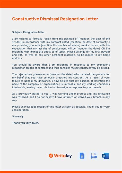 Constructive Dismissal Resignation Letter Template Constructive Dismissal Resignation Letter Template • Business Template from amyrenkenwrites.comTable of ContentsIntroductionWhat is Constructive Dismi... #Dismissal #Letter #Resignation #Template Letter Of Resignation Template, Example Of Resignation Letter, Letter Of Reccomendation Template, Resignation Letter Template, Hostile Work Environment, Resignation Template, Request Letter, Resignation Letter Sample, Debt Settlement