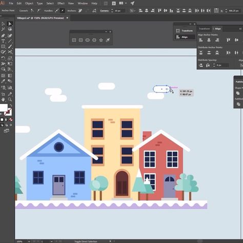Basic Illustration Adobe Illustrator, Adobe Illustrator Shapes, Adobe Illustrator Beginner, Illustrator Beginner, Illustration Basic, Illustrator Shapes, Basic Illustration, Village Illustration, Adobe Illustrator Logo Design