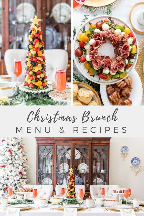 Winter Brunch Theme Ideas, Brunch Table Decor Ideas, Christmas Brunch Decorating Ideas, Breakfast Wreath Christmas, Christmas Brunch Buffet Menu Ideas, Christmas Ladies Brunch, Christmas Morning Buffet, Christmas Brunch Healthy, Christmas Brunch Set Up